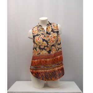 Live 4 Truth Ladies Women Sheer Top Sleeveless multi-Geometric Print Size M
